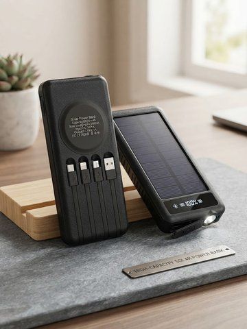 Solar Power Bank з вбудованими кабелями 683 фото